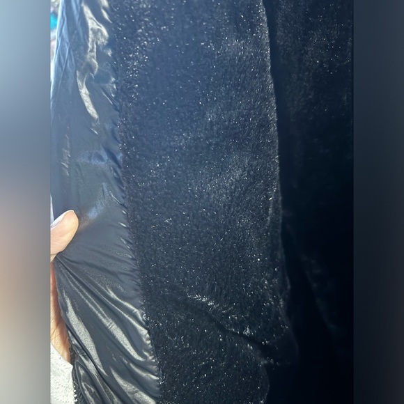 LA Coalition black puff jacket womens L long hood FAUX Fur Collar Winter Coat - Picture 5 of 10